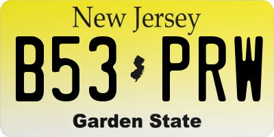NJ license plate B53PRW