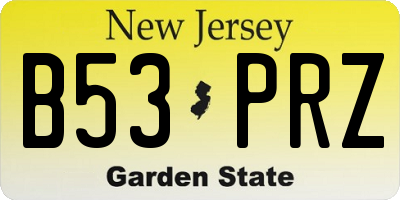 NJ license plate B53PRZ
