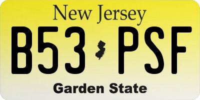 NJ license plate B53PSF