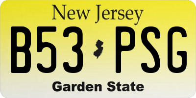 NJ license plate B53PSG