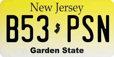 NJ license plate B53PSN