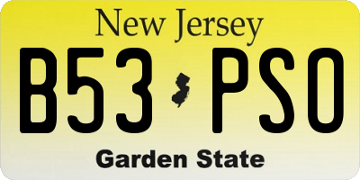 NJ license plate B53PSO
