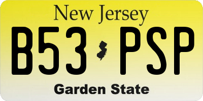 NJ license plate B53PSP