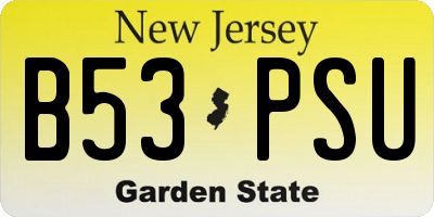 NJ license plate B53PSU