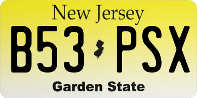NJ license plate B53PSX