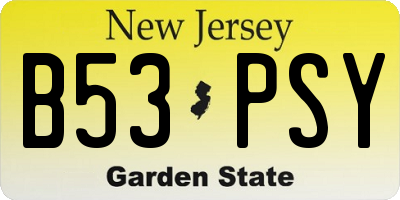 NJ license plate B53PSY