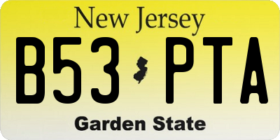 NJ license plate B53PTA