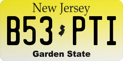 NJ license plate B53PTI