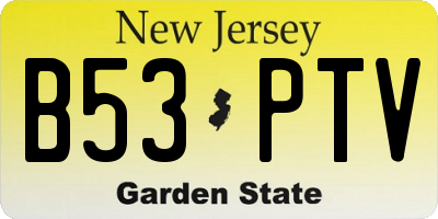 NJ license plate B53PTV