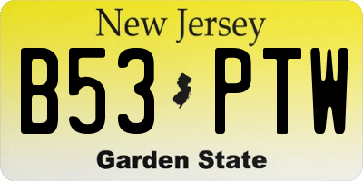 NJ license plate B53PTW