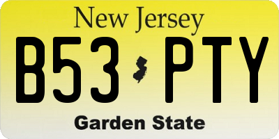 NJ license plate B53PTY
