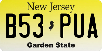 NJ license plate B53PUA