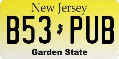 NJ license plate B53PUB