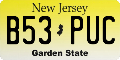 NJ license plate B53PUC