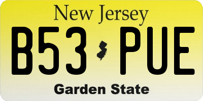 NJ license plate B53PUE