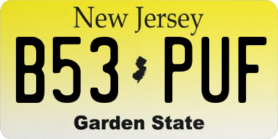 NJ license plate B53PUF