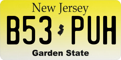 NJ license plate B53PUH