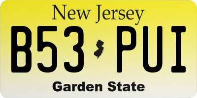NJ license plate B53PUI