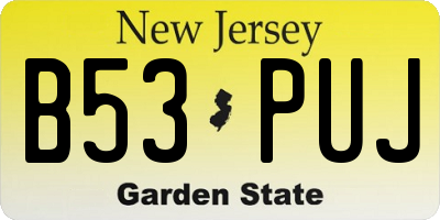 NJ license plate B53PUJ