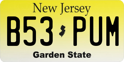 NJ license plate B53PUM