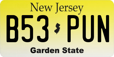 NJ license plate B53PUN