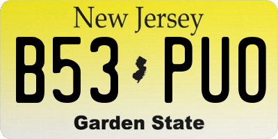 NJ license plate B53PUO