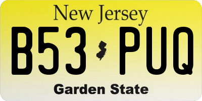 NJ license plate B53PUQ