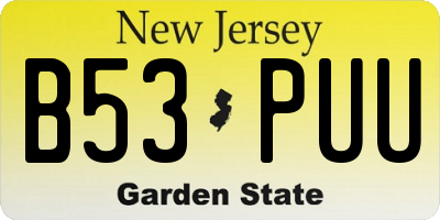 NJ license plate B53PUU