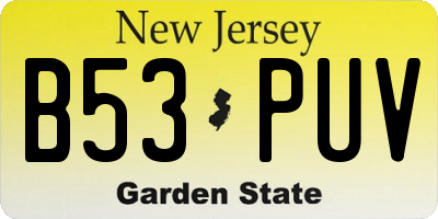 NJ license plate B53PUV