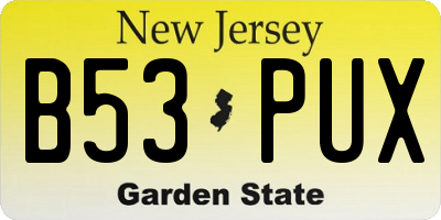 NJ license plate B53PUX