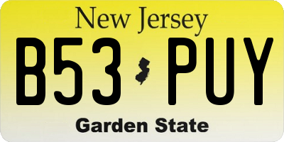 NJ license plate B53PUY
