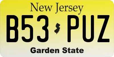 NJ license plate B53PUZ
