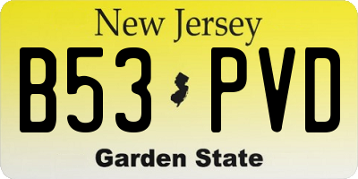 NJ license plate B53PVD