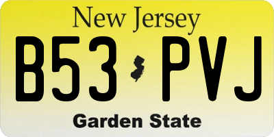 NJ license plate B53PVJ