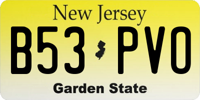 NJ license plate B53PVO