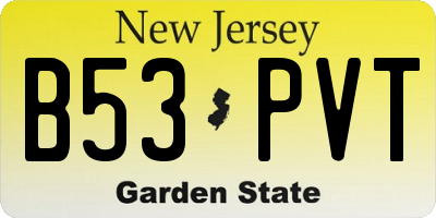 NJ license plate B53PVT