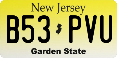 NJ license plate B53PVU