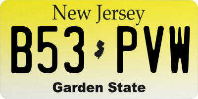 NJ license plate B53PVW