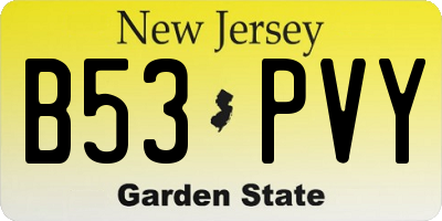 NJ license plate B53PVY