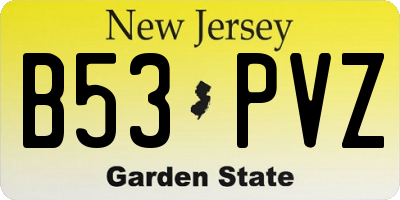 NJ license plate B53PVZ