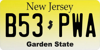 NJ license plate B53PWA