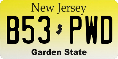 NJ license plate B53PWD