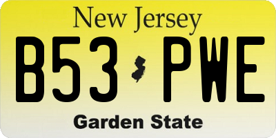 NJ license plate B53PWE