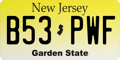 NJ license plate B53PWF