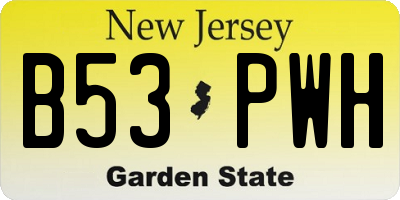 NJ license plate B53PWH