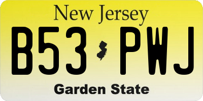 NJ license plate B53PWJ
