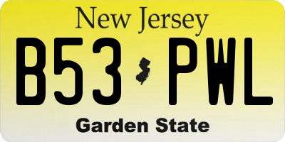 NJ license plate B53PWL