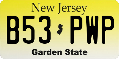 NJ license plate B53PWP