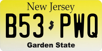 NJ license plate B53PWQ