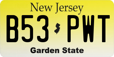 NJ license plate B53PWT